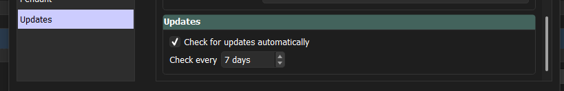 Update settings
